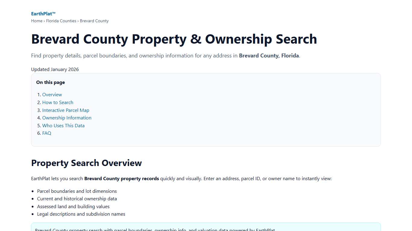 Brevard County Property Search EarthPlat - EarthPlat